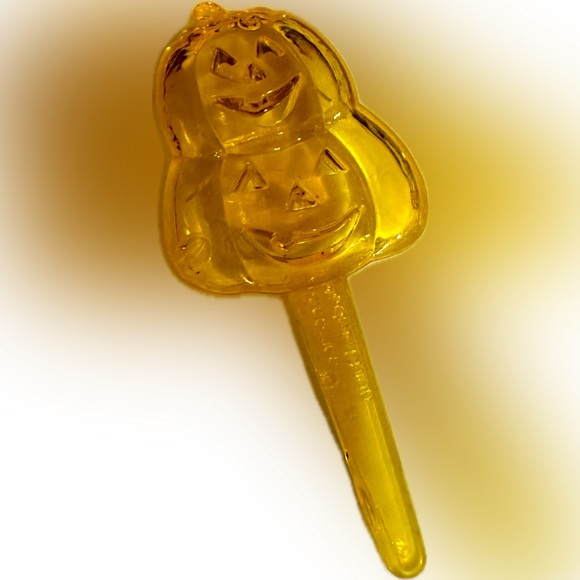 VTG STACKED JACK O LANTERN PUMPKIN DECO PIC YELLOW HALLOWEEN TREAT CUPCAKE DECOR - Picture 1 of 2